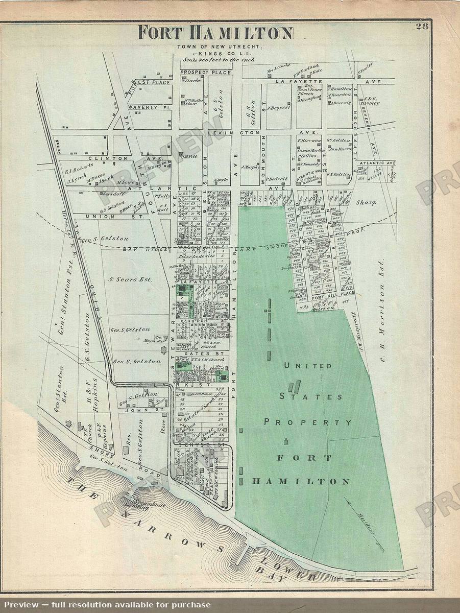 Antique map: Fort Hamilton 2, 1873