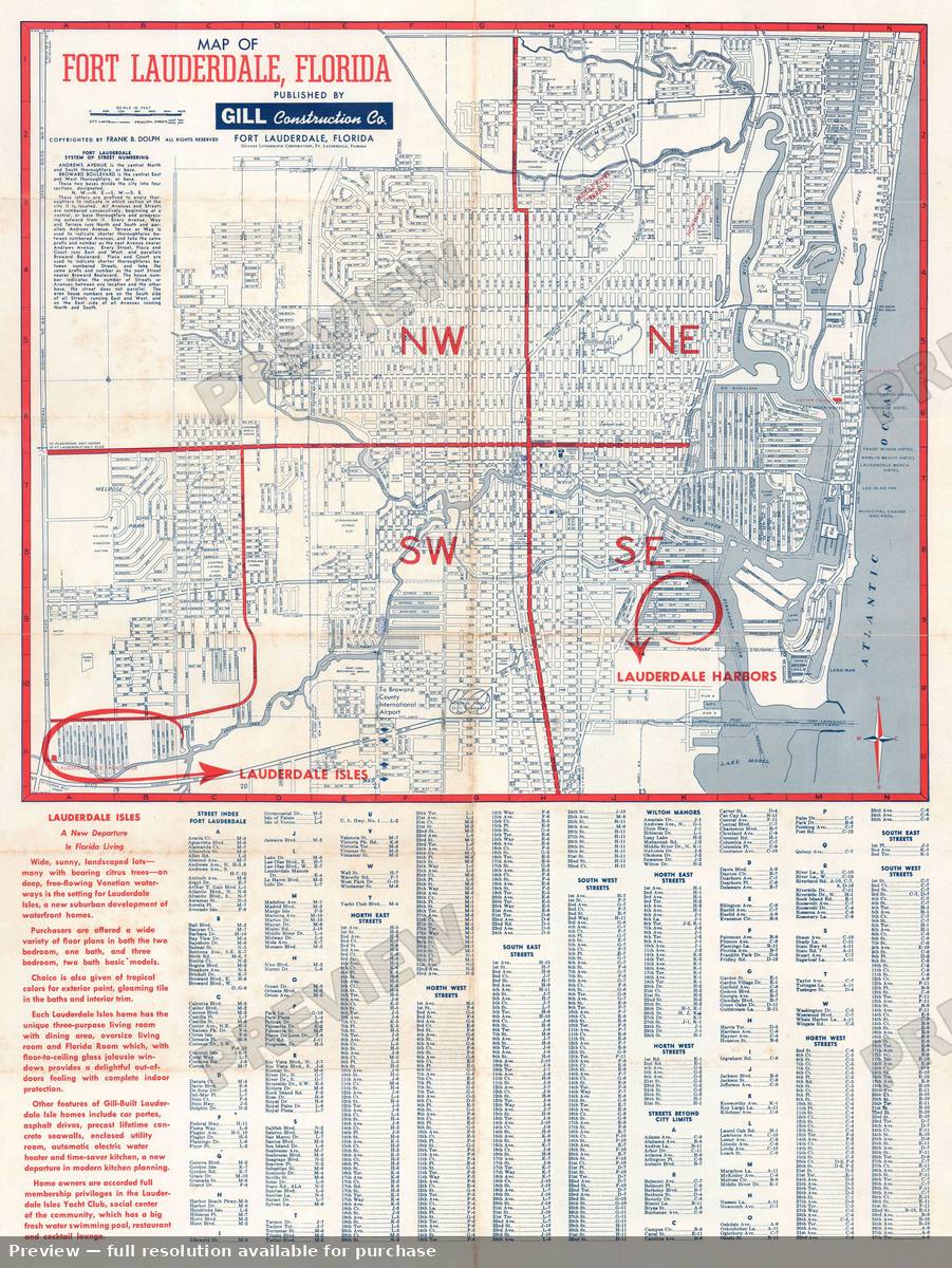 Antique map: Fort Lauderdale, 1954