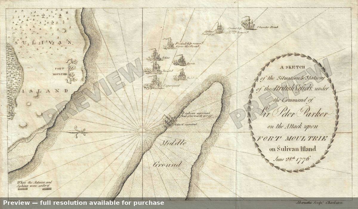 Antique map: Fort Moultrie Sulivan Island, 1785, 1785