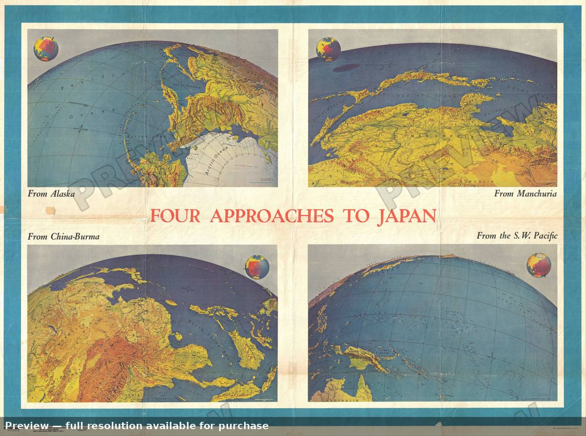 Antique map: Four Approaches, 1944, 1944