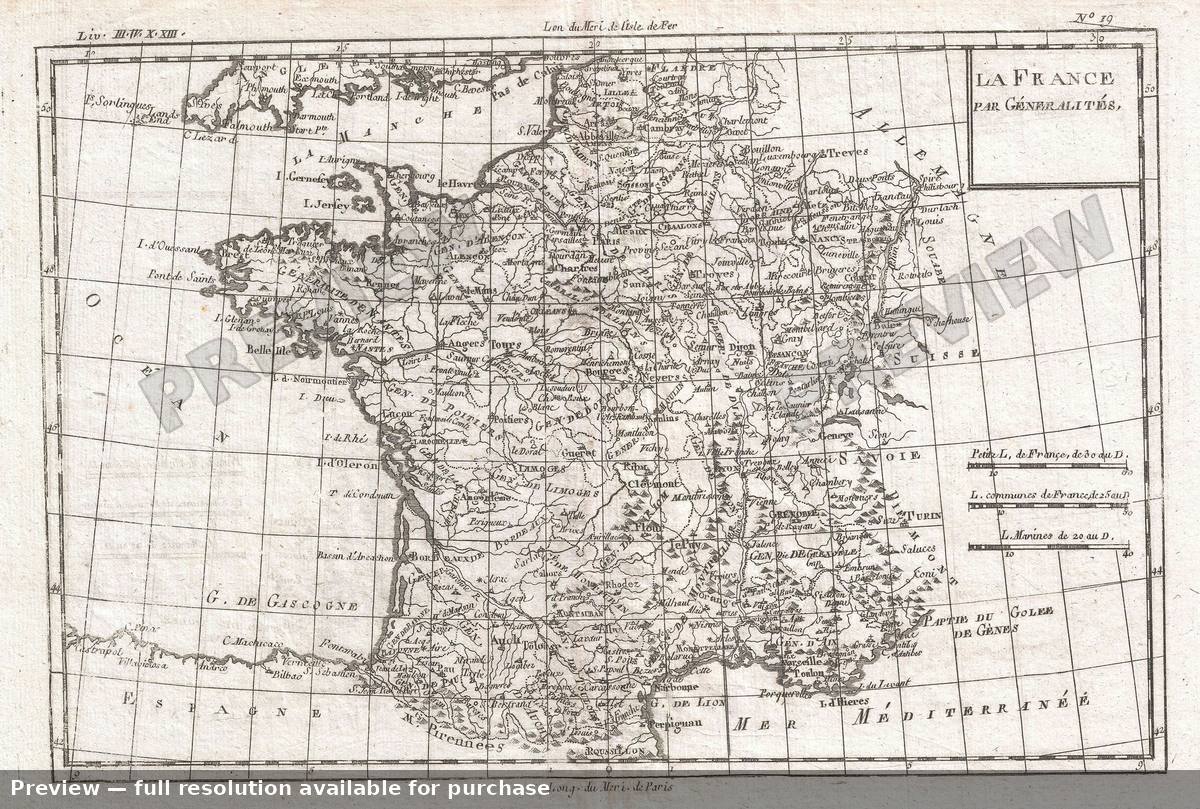 Antique map: France, 1780, 1780