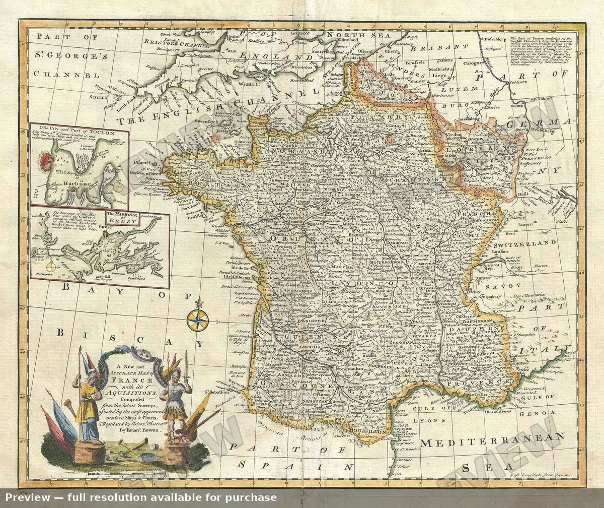Antique map: France, 1747, 1747