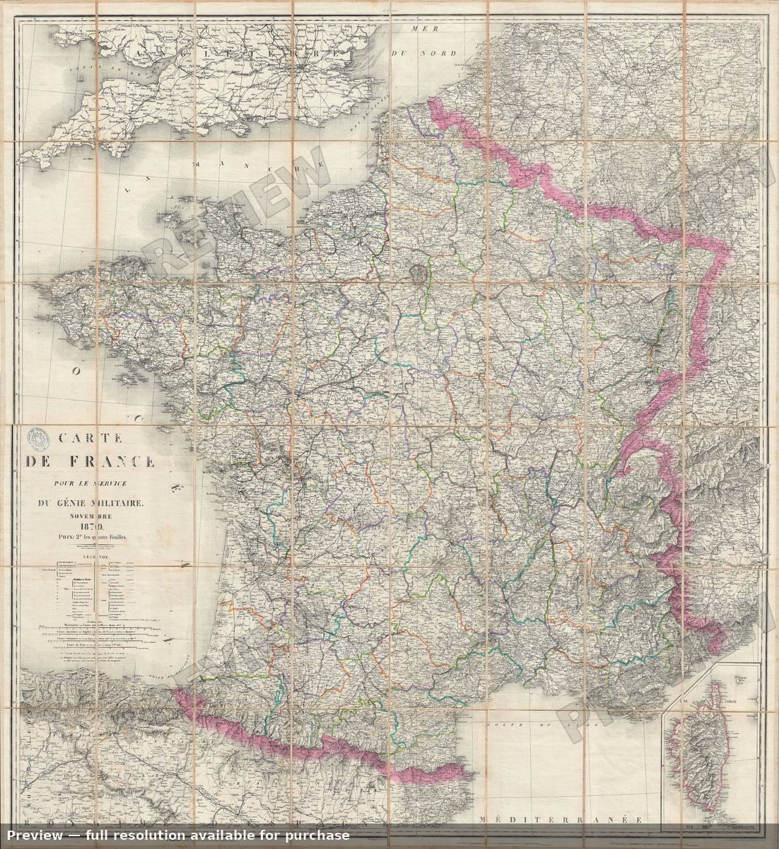 Antique map: France, 1870, 1870
