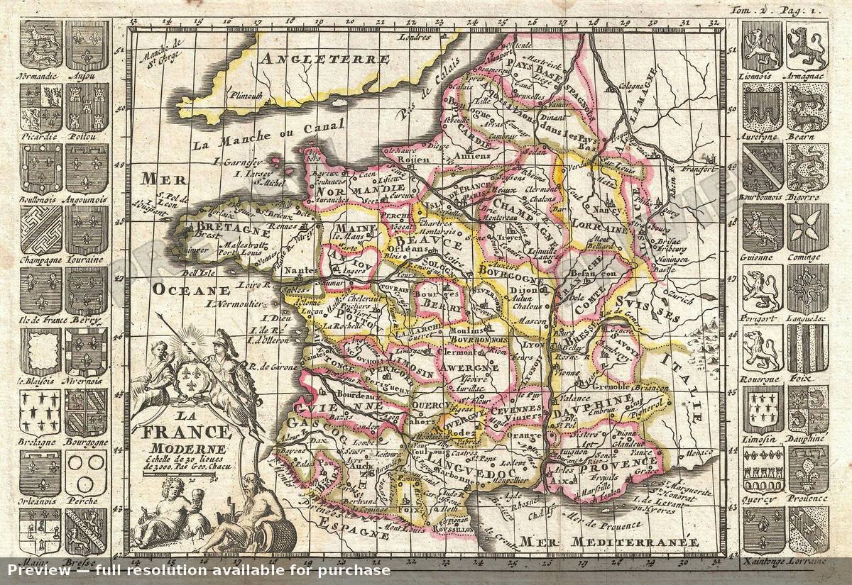 Antique map: France, 1700