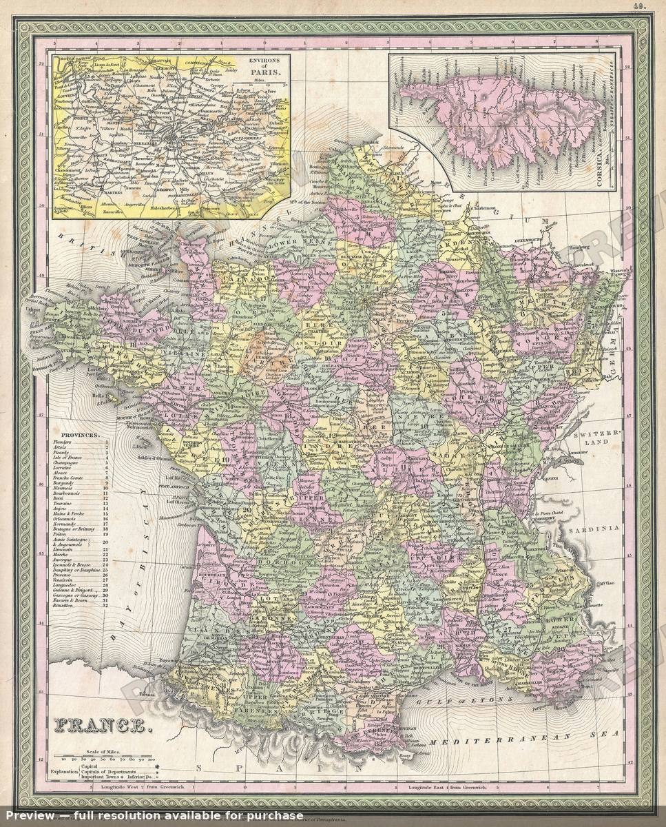 Antique map: France, 1853, 1853