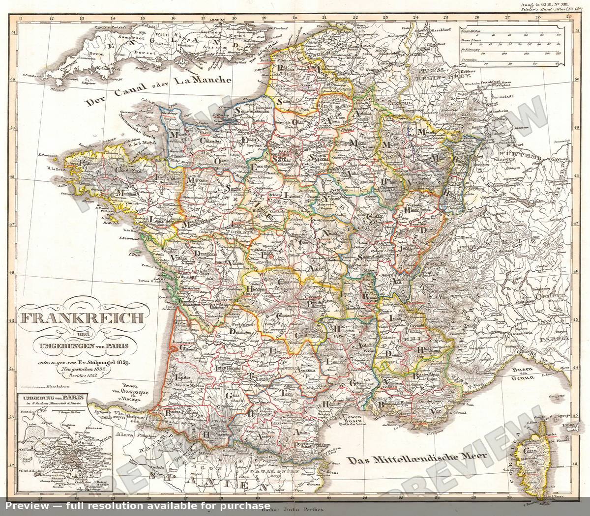 Antique map: France, 1850, 1850