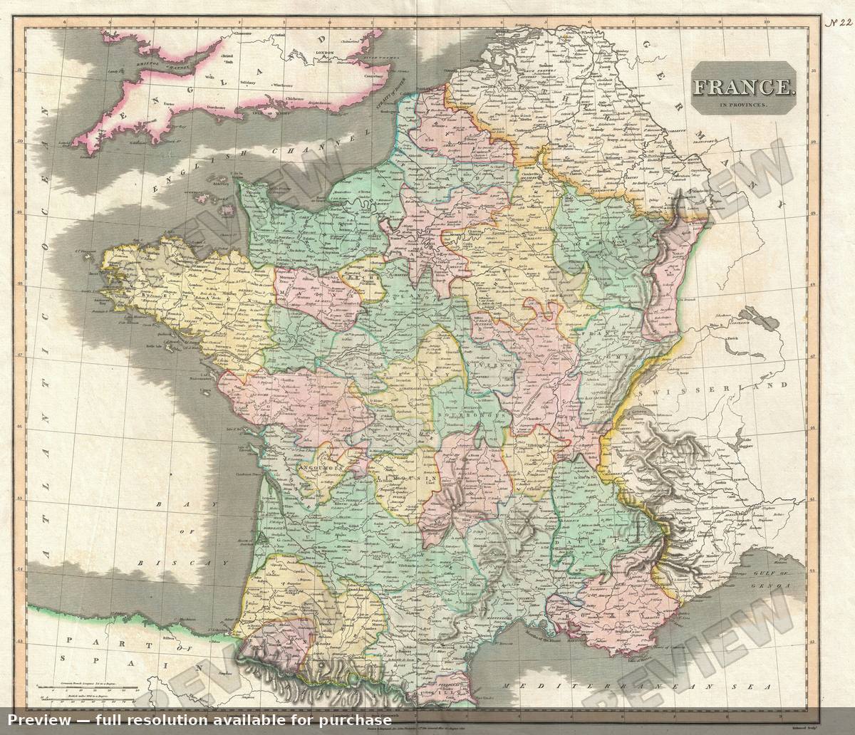 Antique map: France, 1814, 1814
