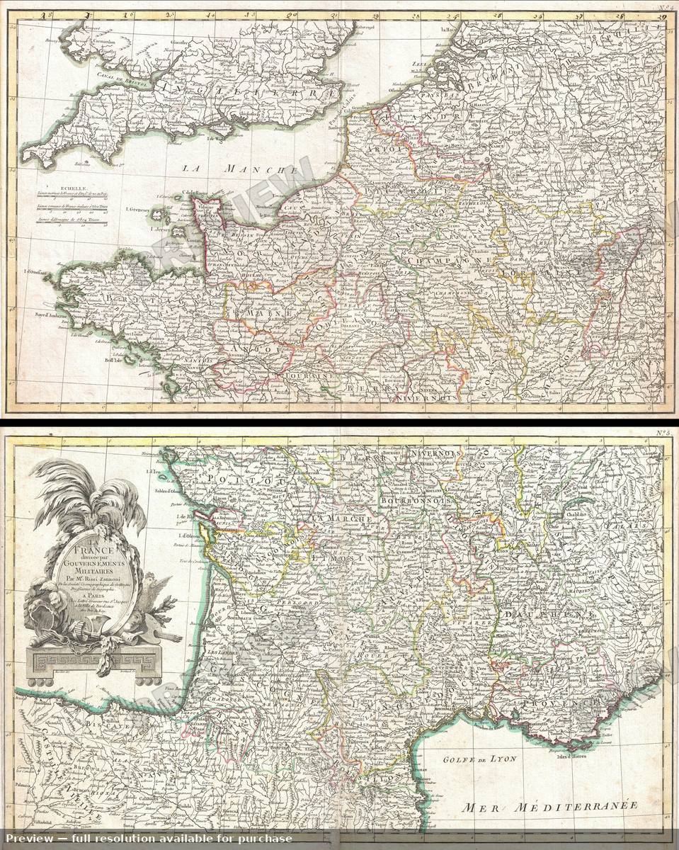 Antique map: France, 1775, 1775