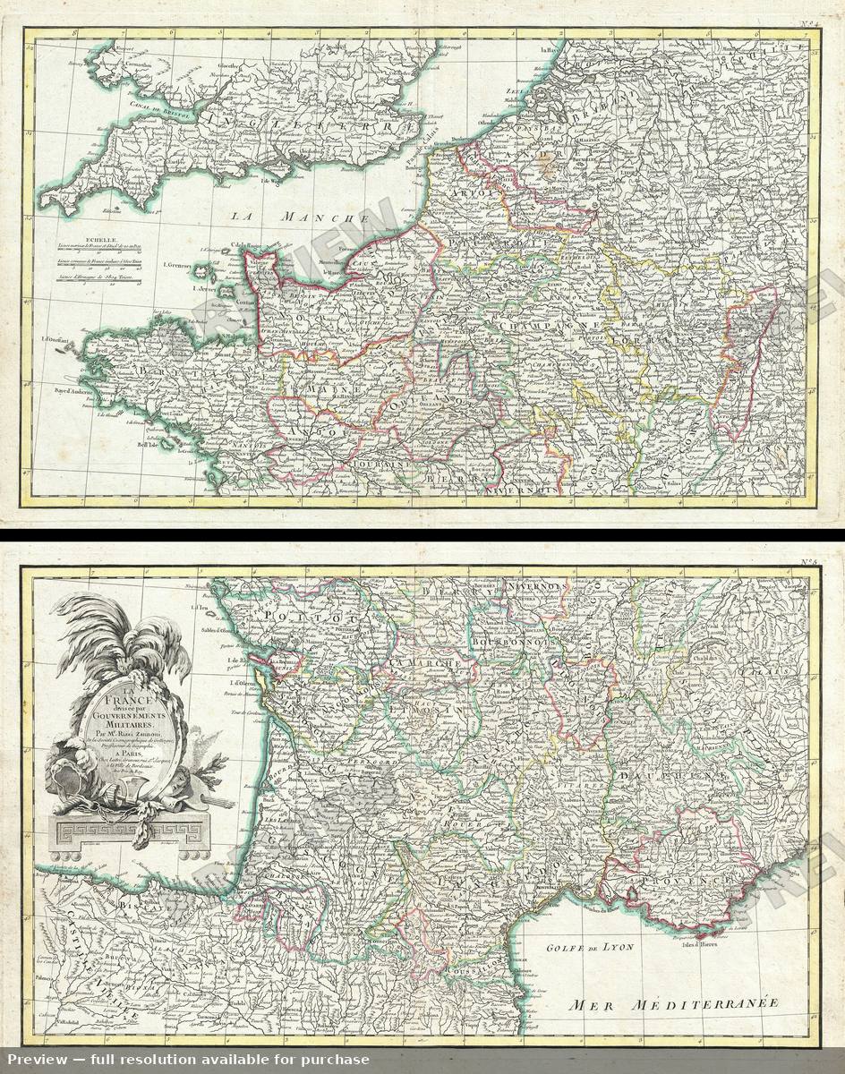 Antique map: France, 1783