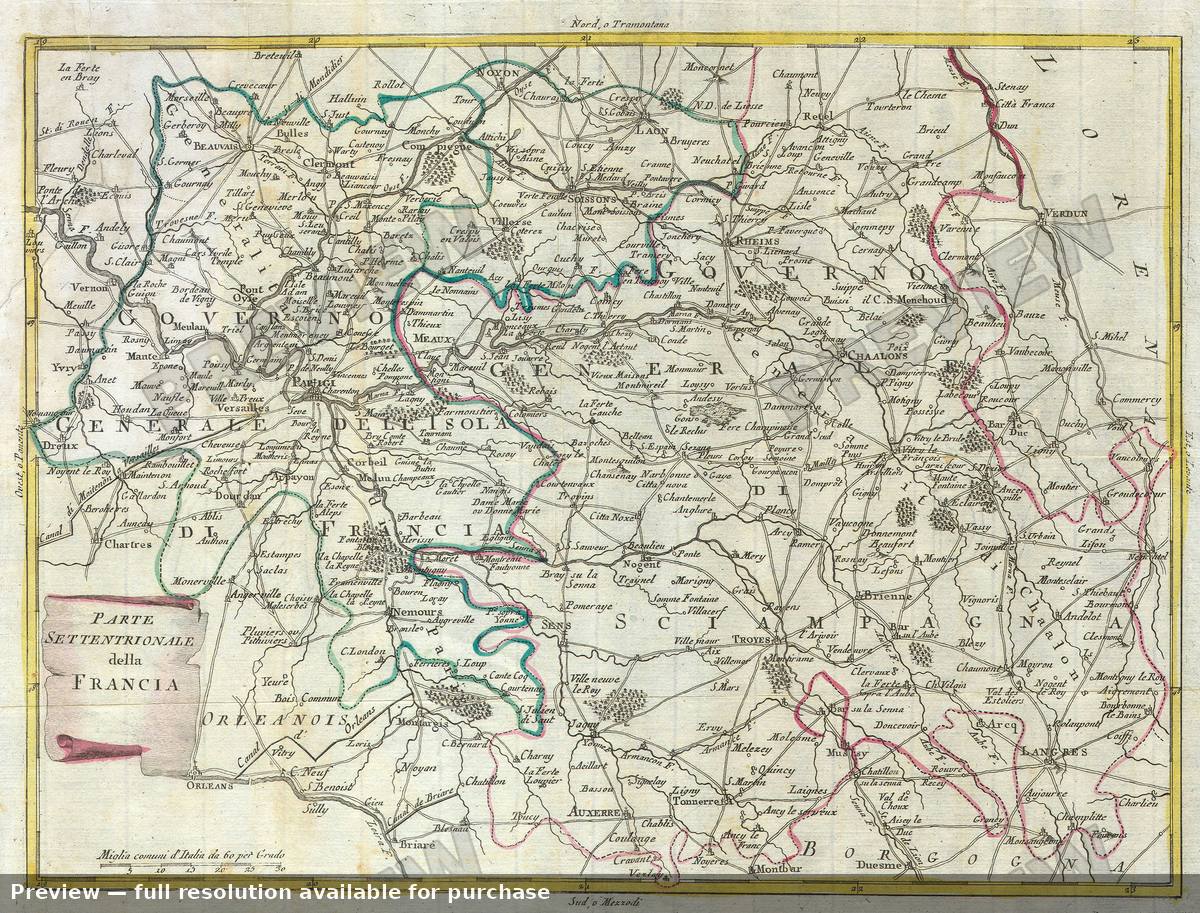 Antique map: France Central, 1740