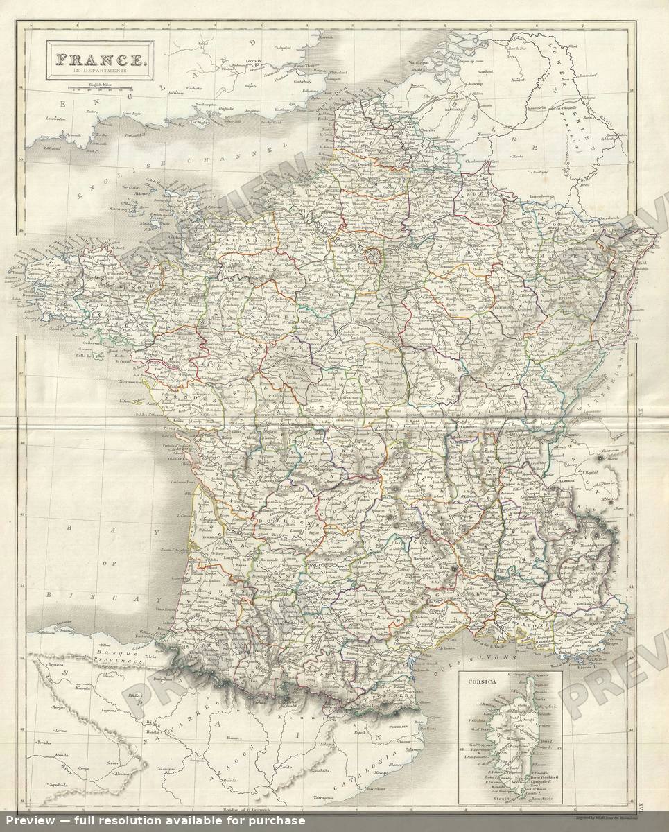 Antique map: France Dept, 1844