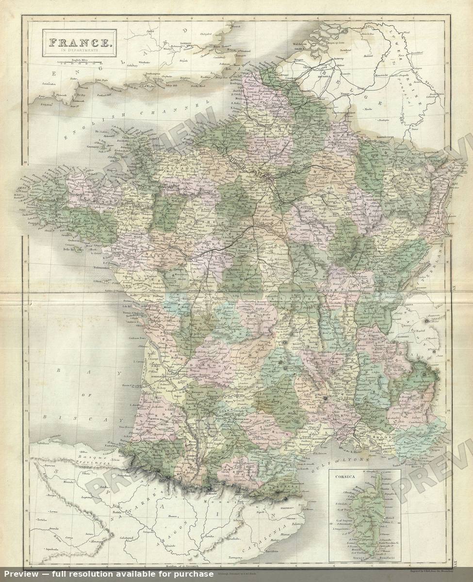 Antique map: France Dept, 1851