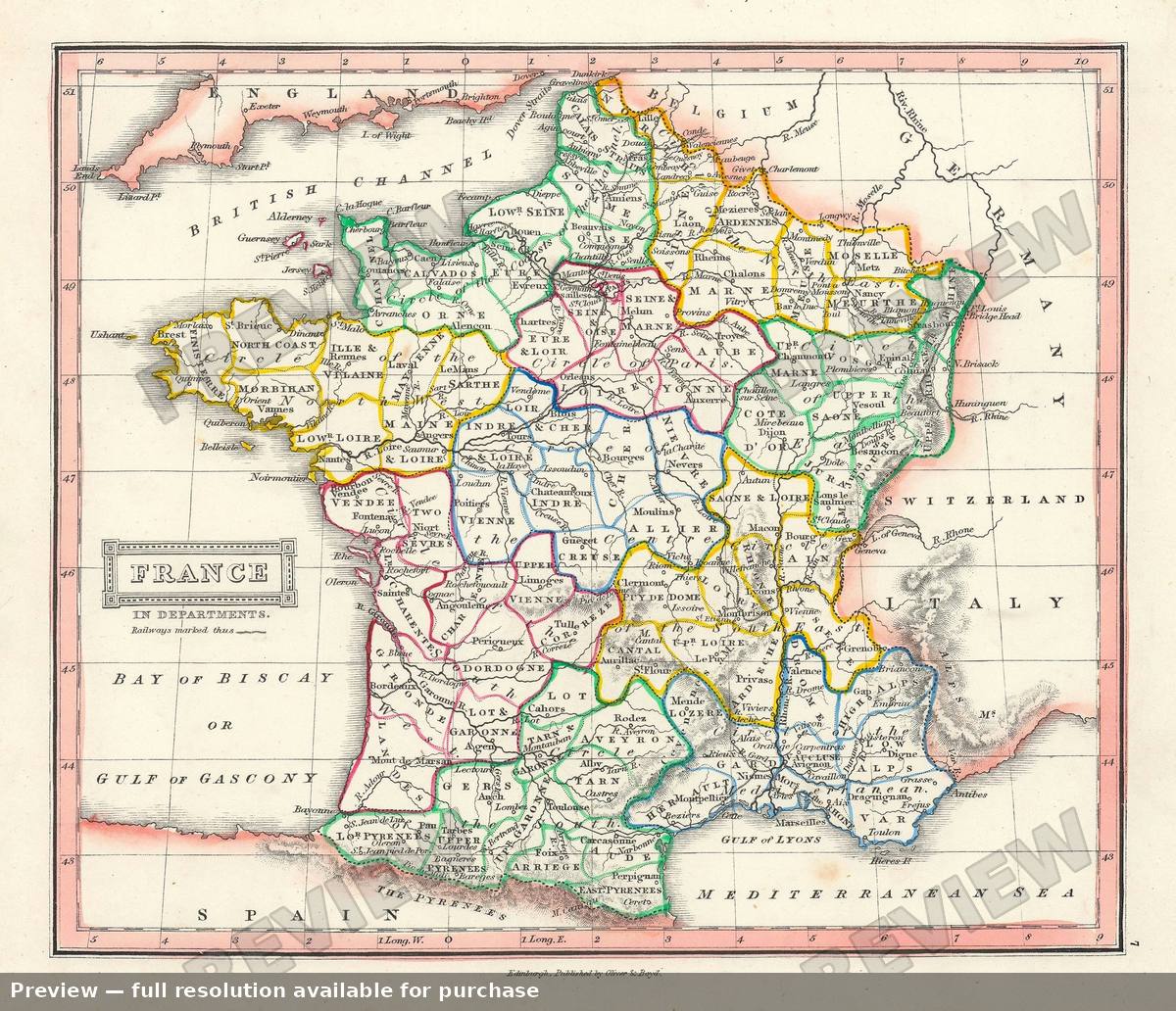 Antique map: France Dept, 1845, 1845
