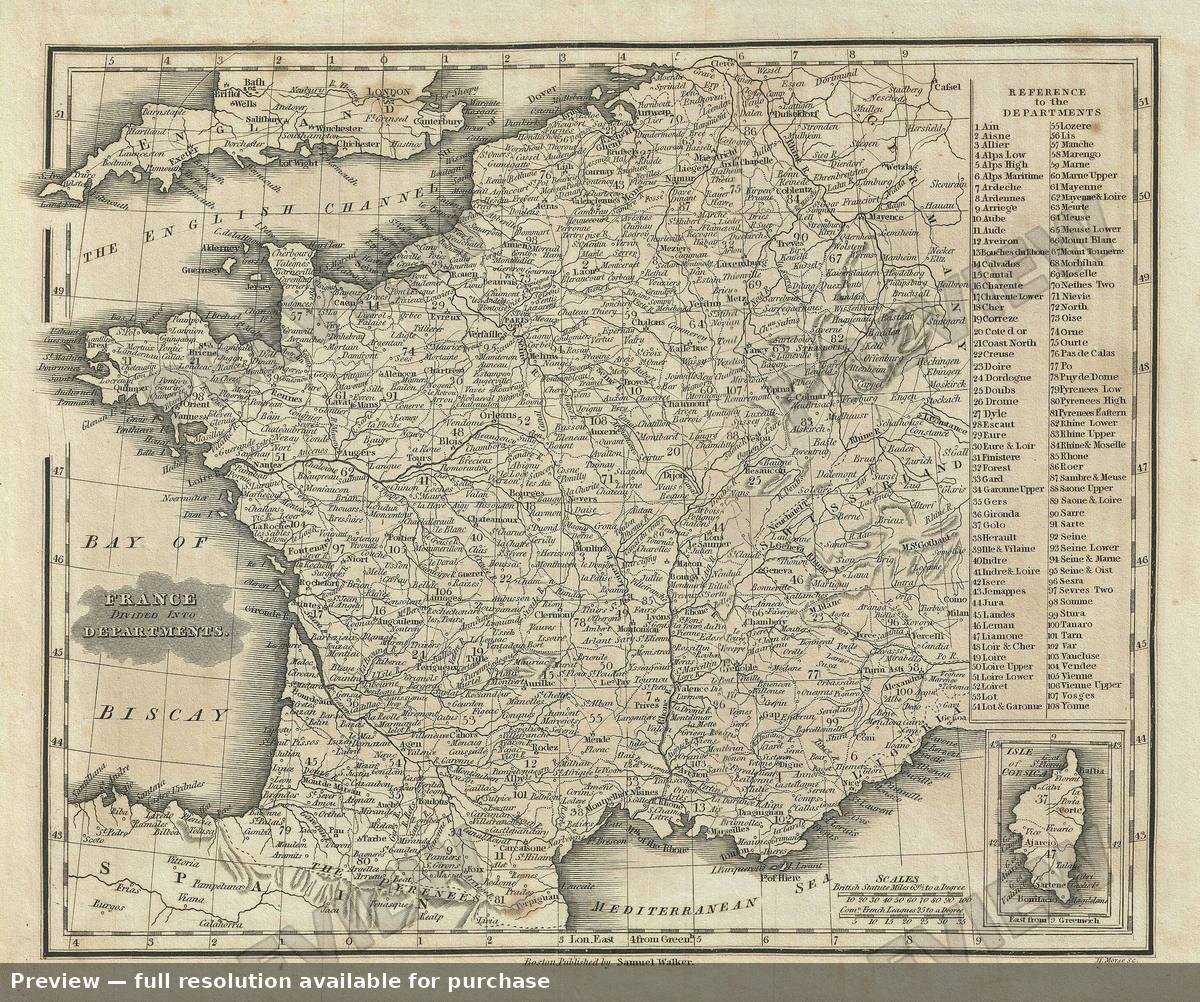 Antique map: France Dept, 1828, 1828