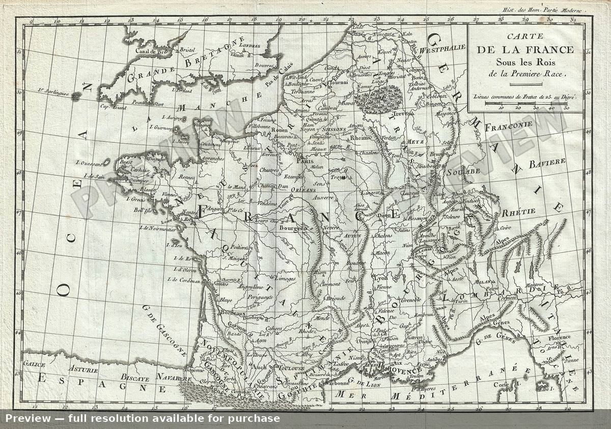 Antique map: France First, 1782, 1782