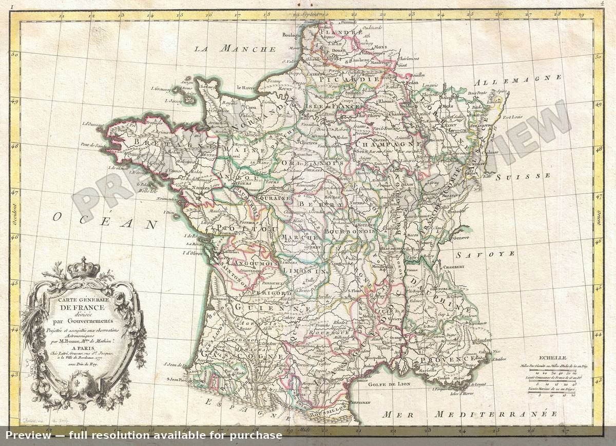 Antique map: France Gov, 1771, 1771