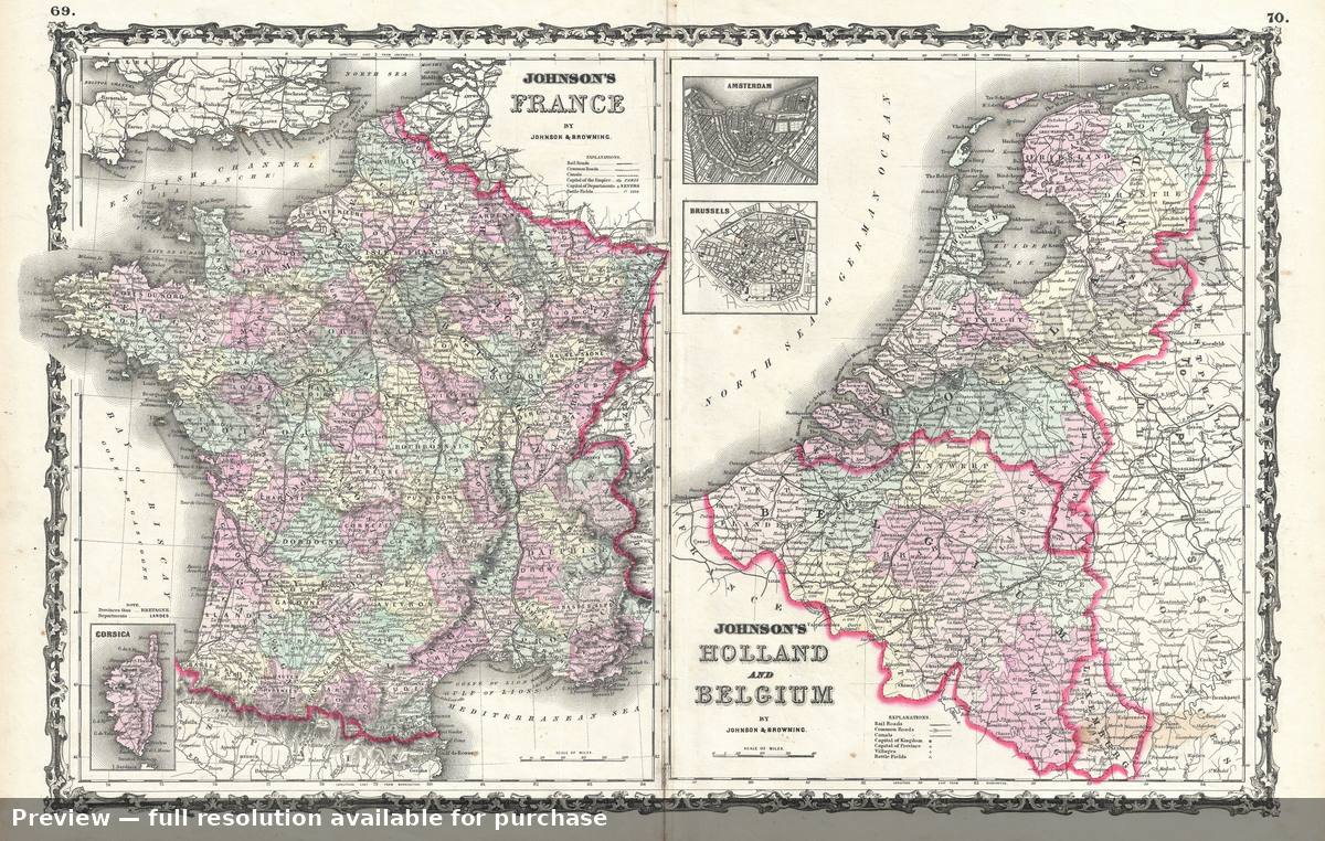 Antique map: France Holland, 1861
