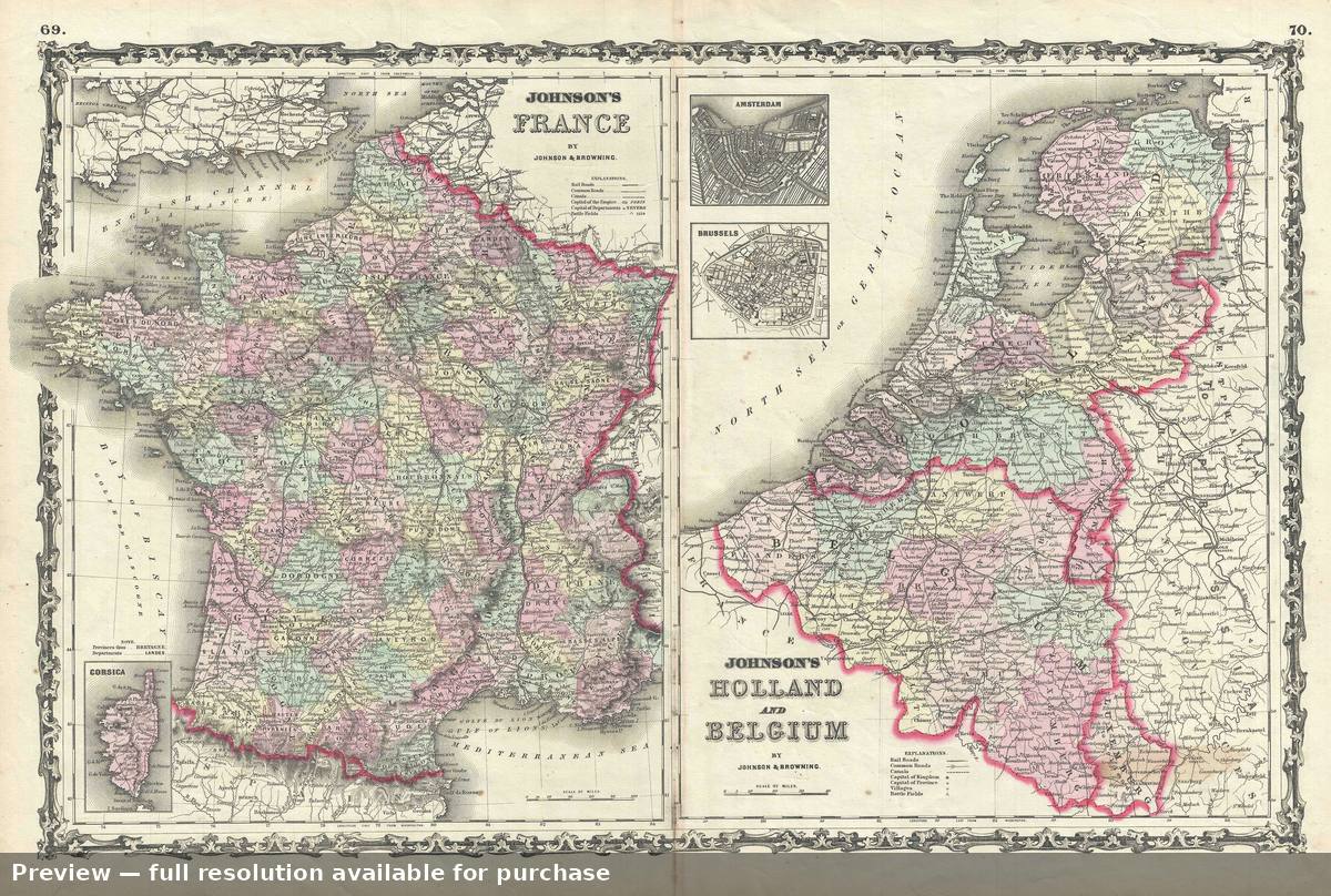 Antique map: France Holland 2, 1861, 1861