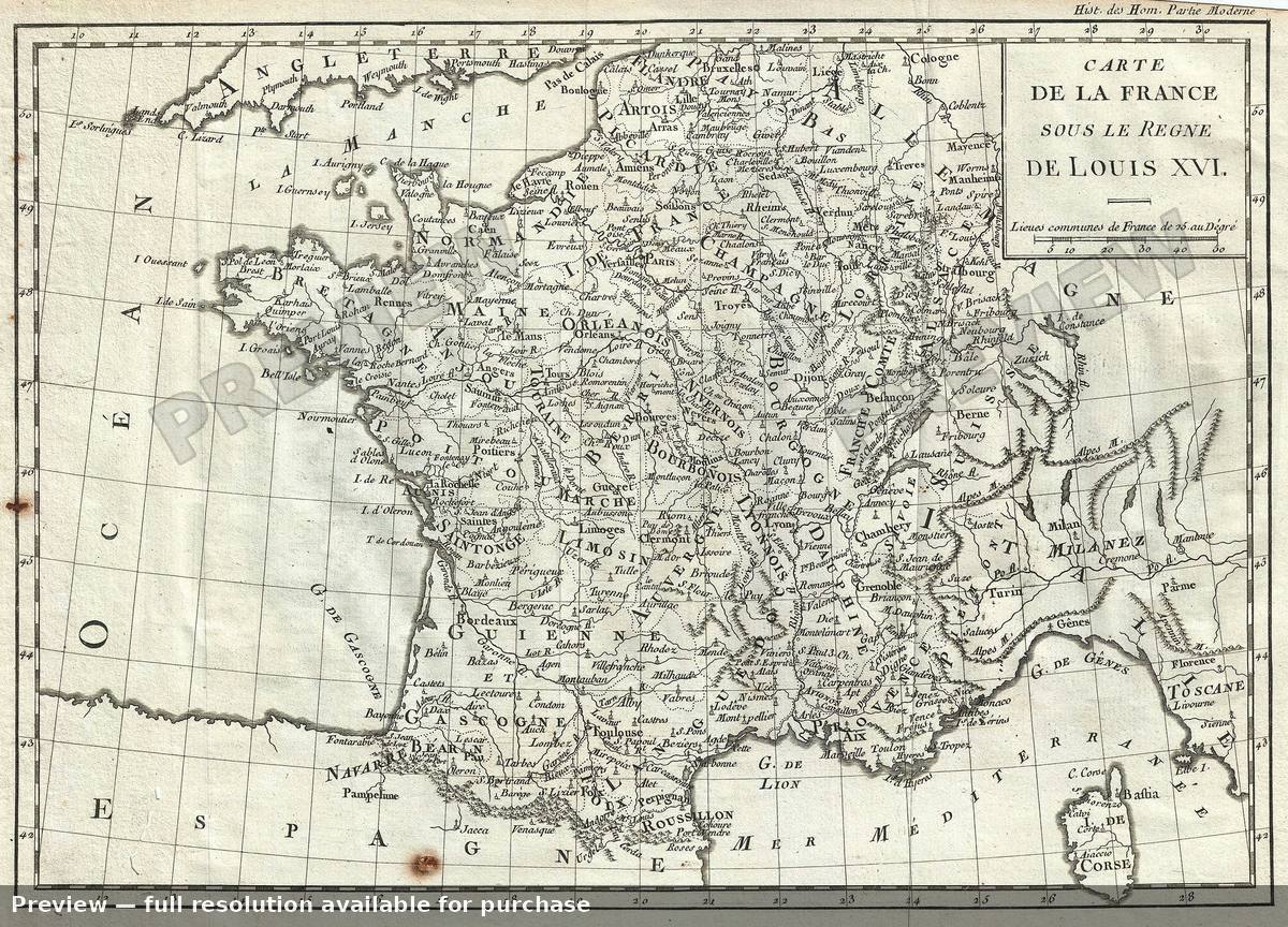 Antique map: France Louis XVI, 1782, 1782