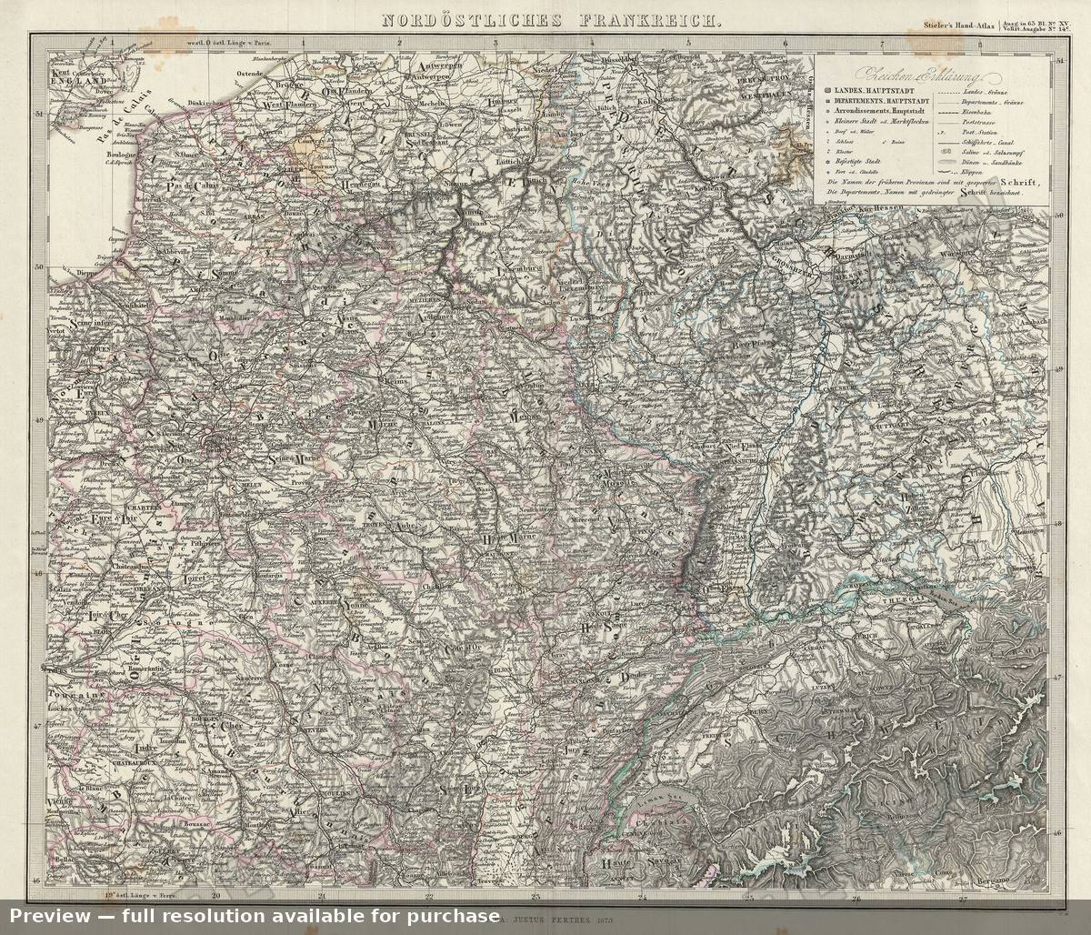 Antique map: France North East, 1873