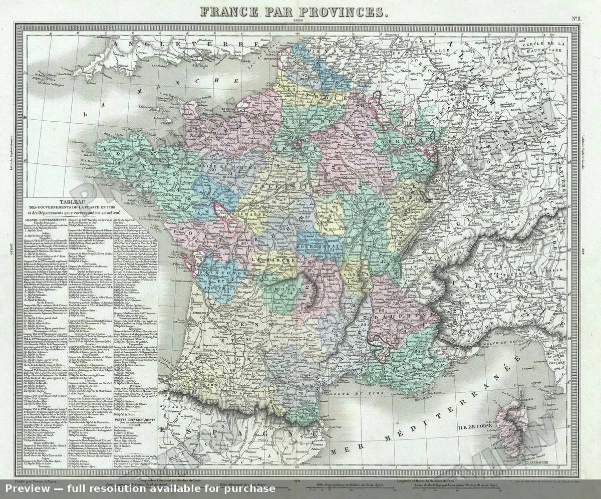 Antique map: France Par Provinces, 1874