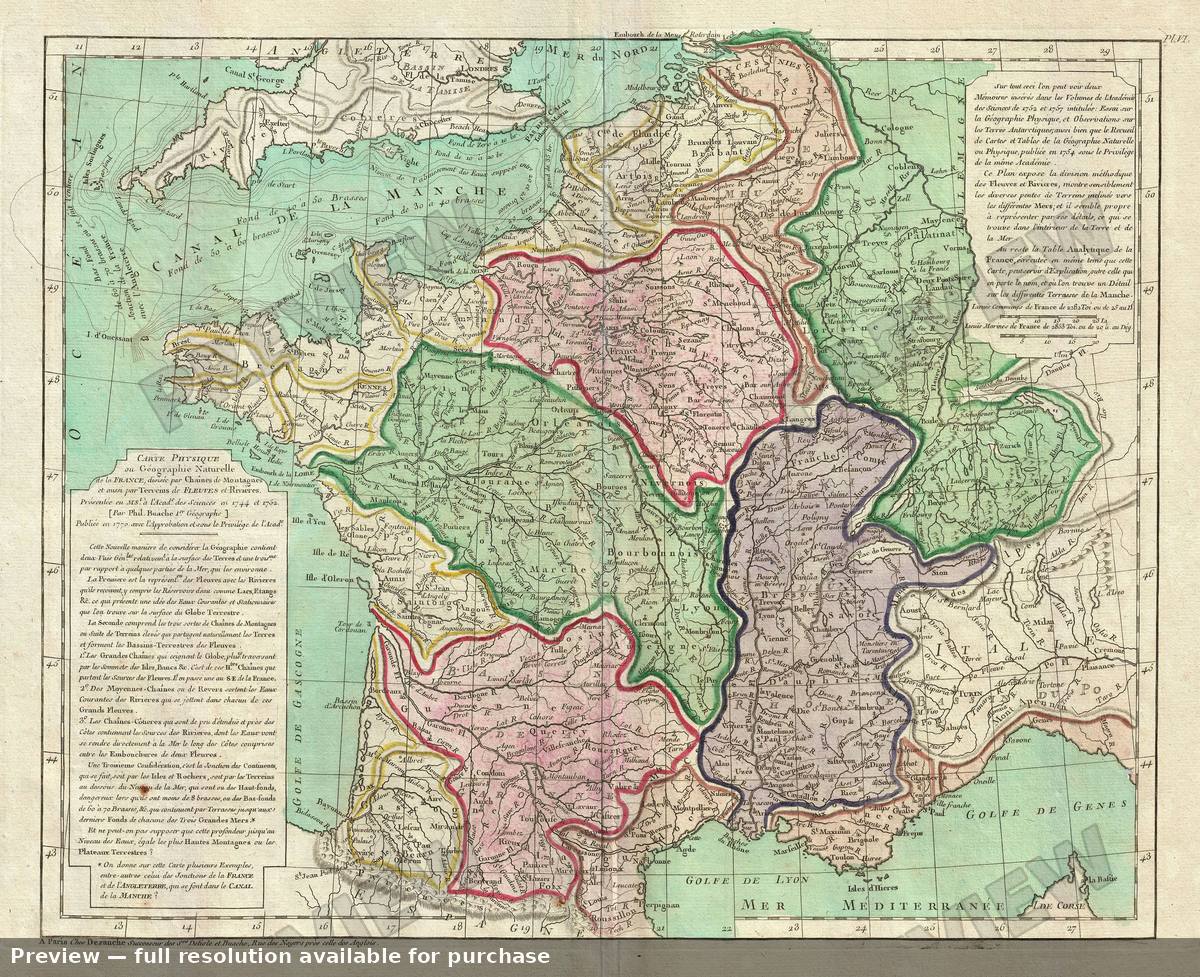 Antique map: France Physical, 1770