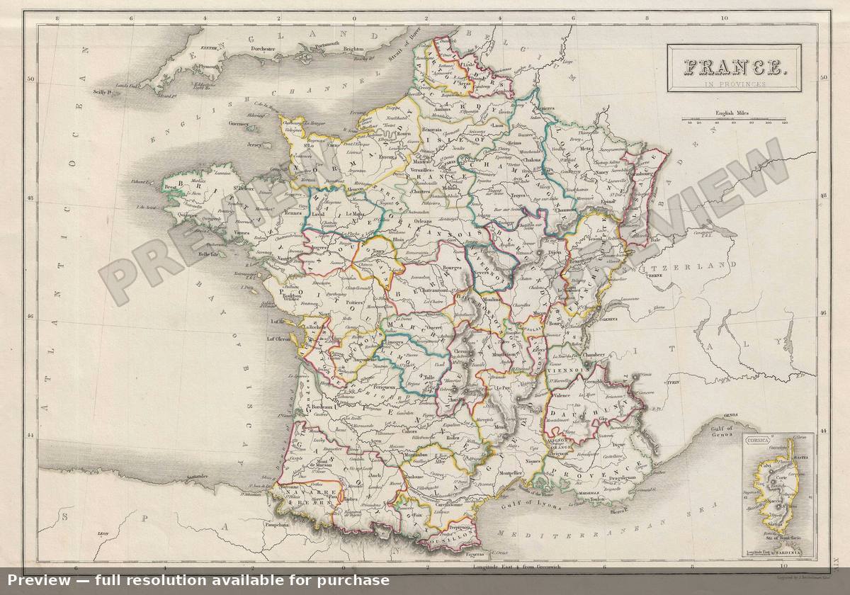 Antique map: France Province, 1840