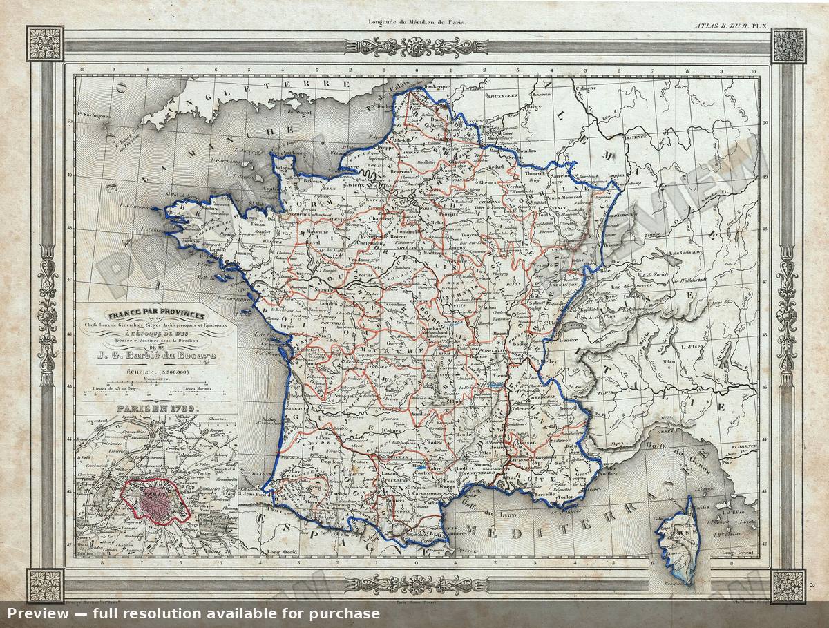 Antique map: France Provinces, 1852