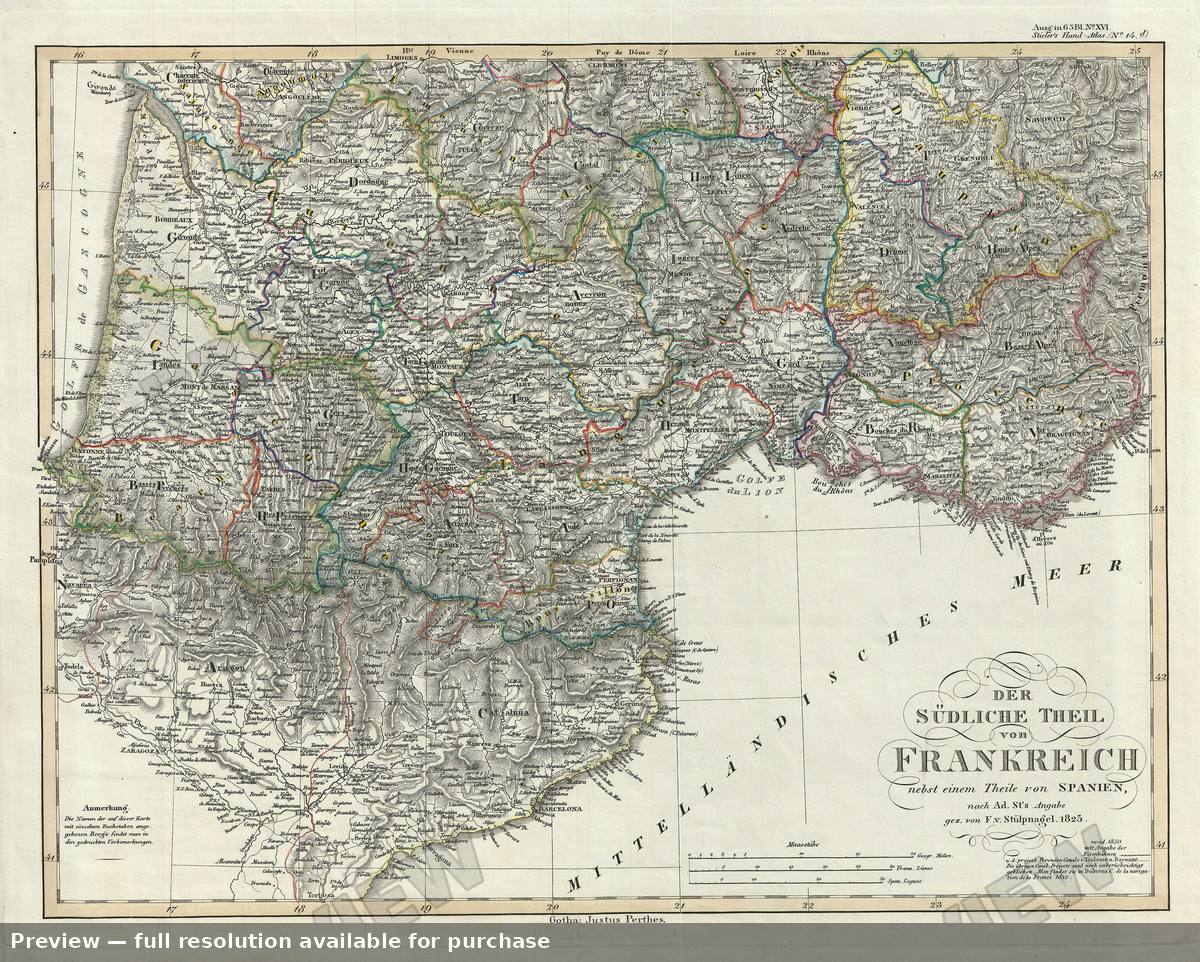 Antique map: France South, 1854, 1854
