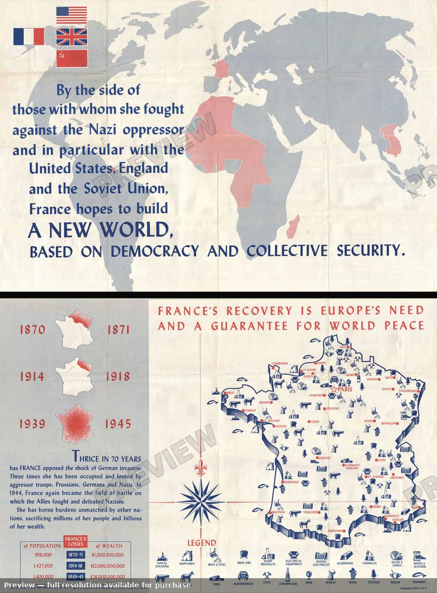 Antique map: Frances Recover, 1945, 1945