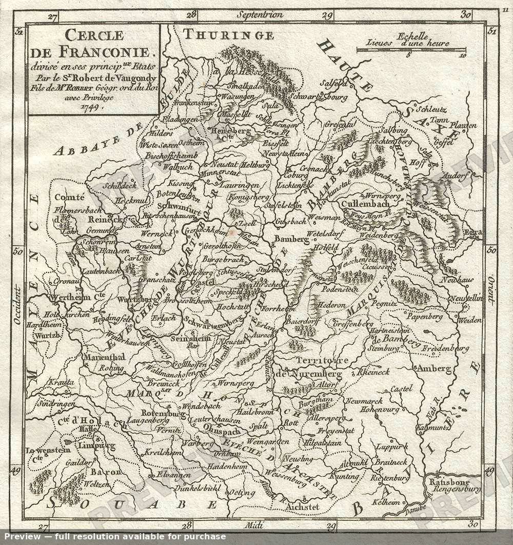 Antique map: Franconie, 1748