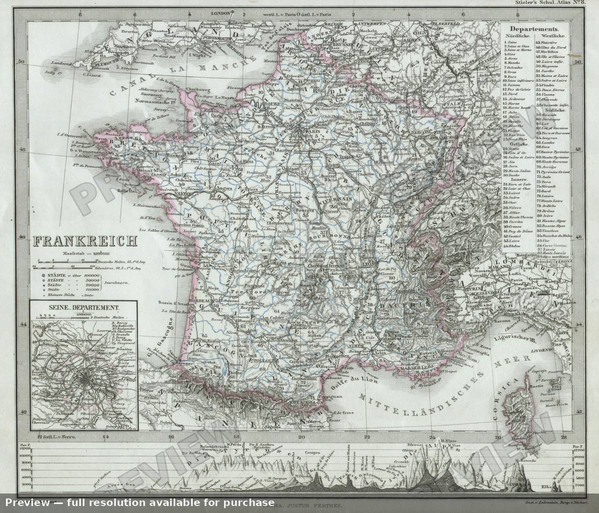 Antique map: Frankreich, 1862, 1862