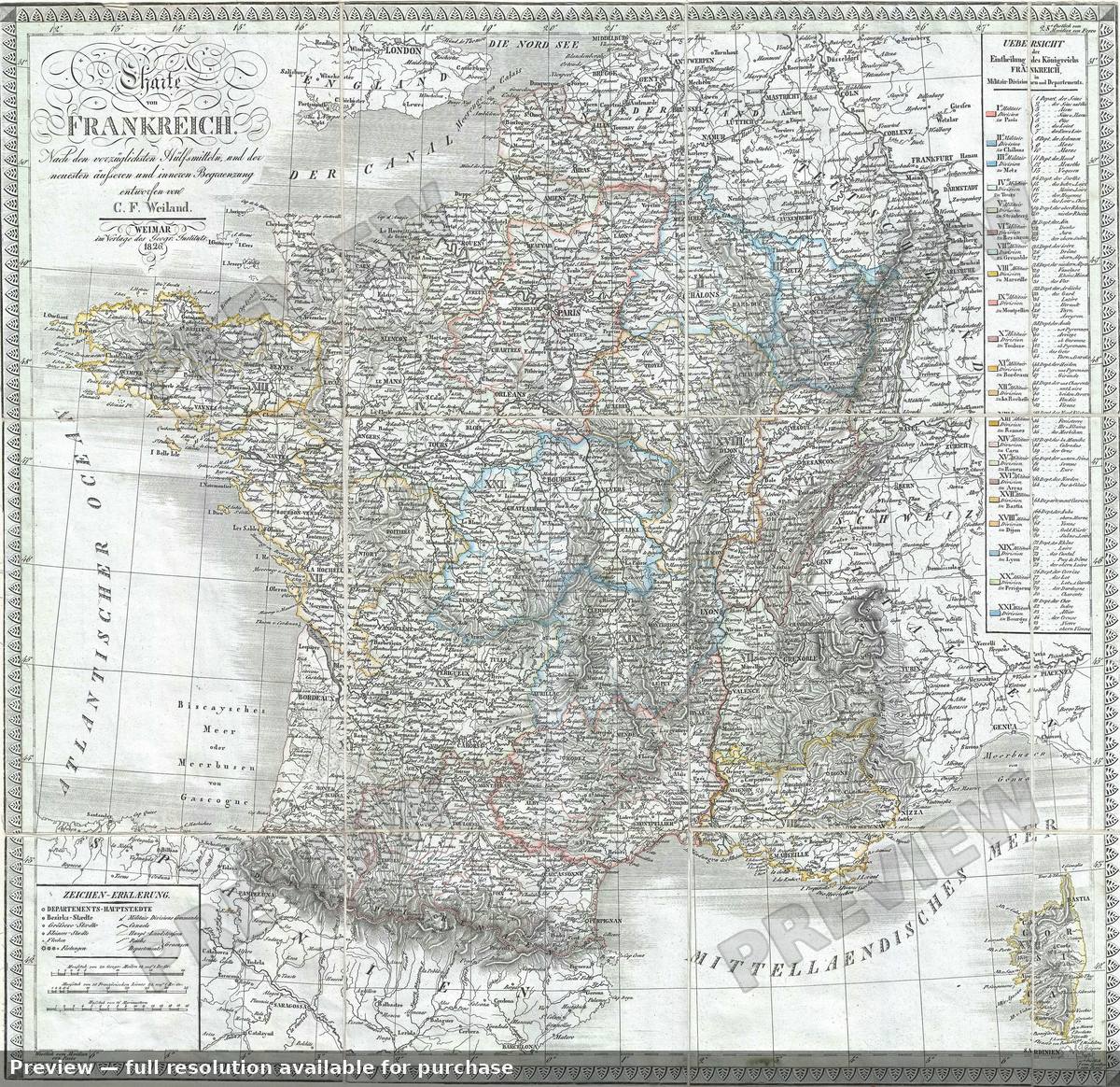 Antique map: Frankreich, 1826