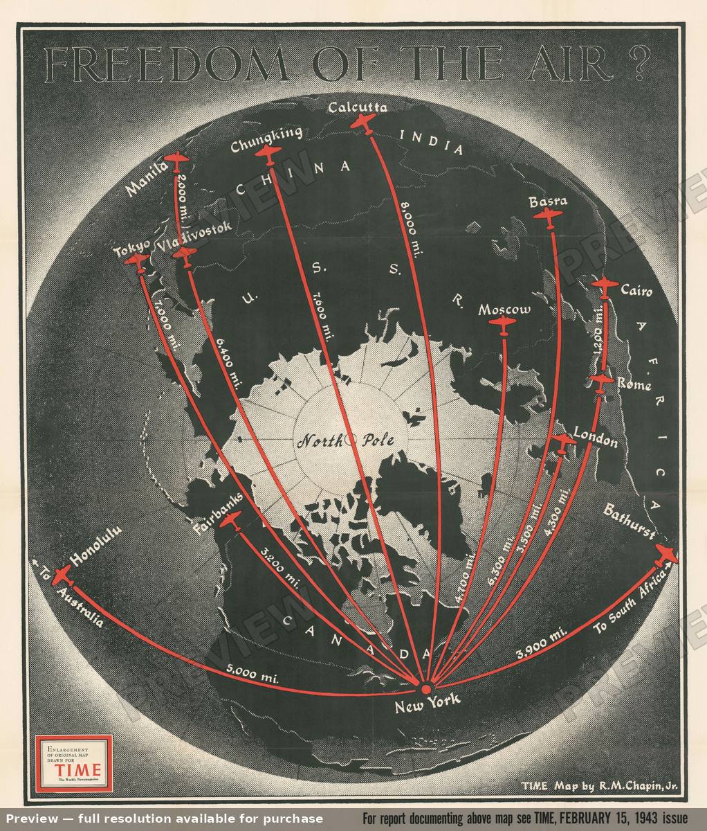 Antique map: Freedom Air, 1943