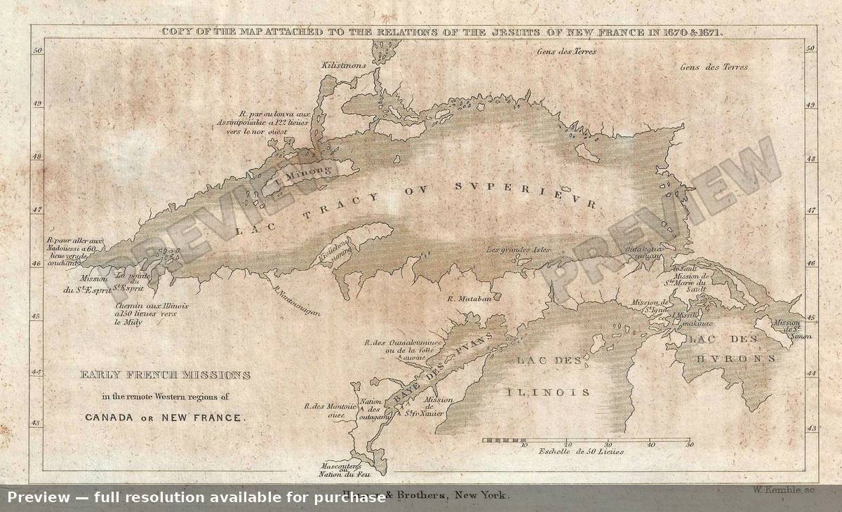 Antique map: French Missions, 1846, 1846