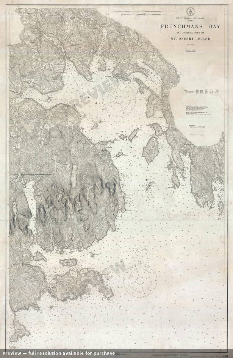 Antique map: Frenchmans Bay Mount Desert, 1916, 1916