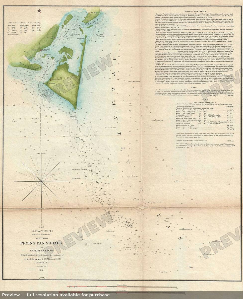 Antique map: Frying Pan Shoal 2, 1851, 1851