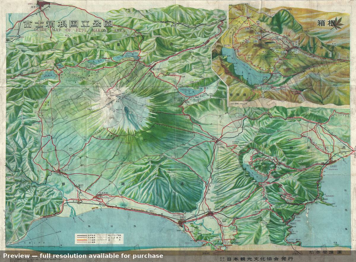 Antique map: Fuji, 1952, 1952