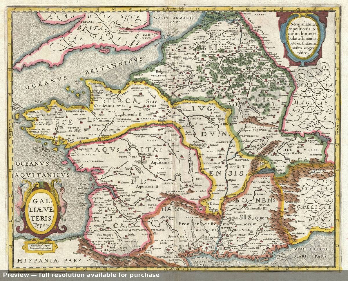 Antique map: Galliae, 1657