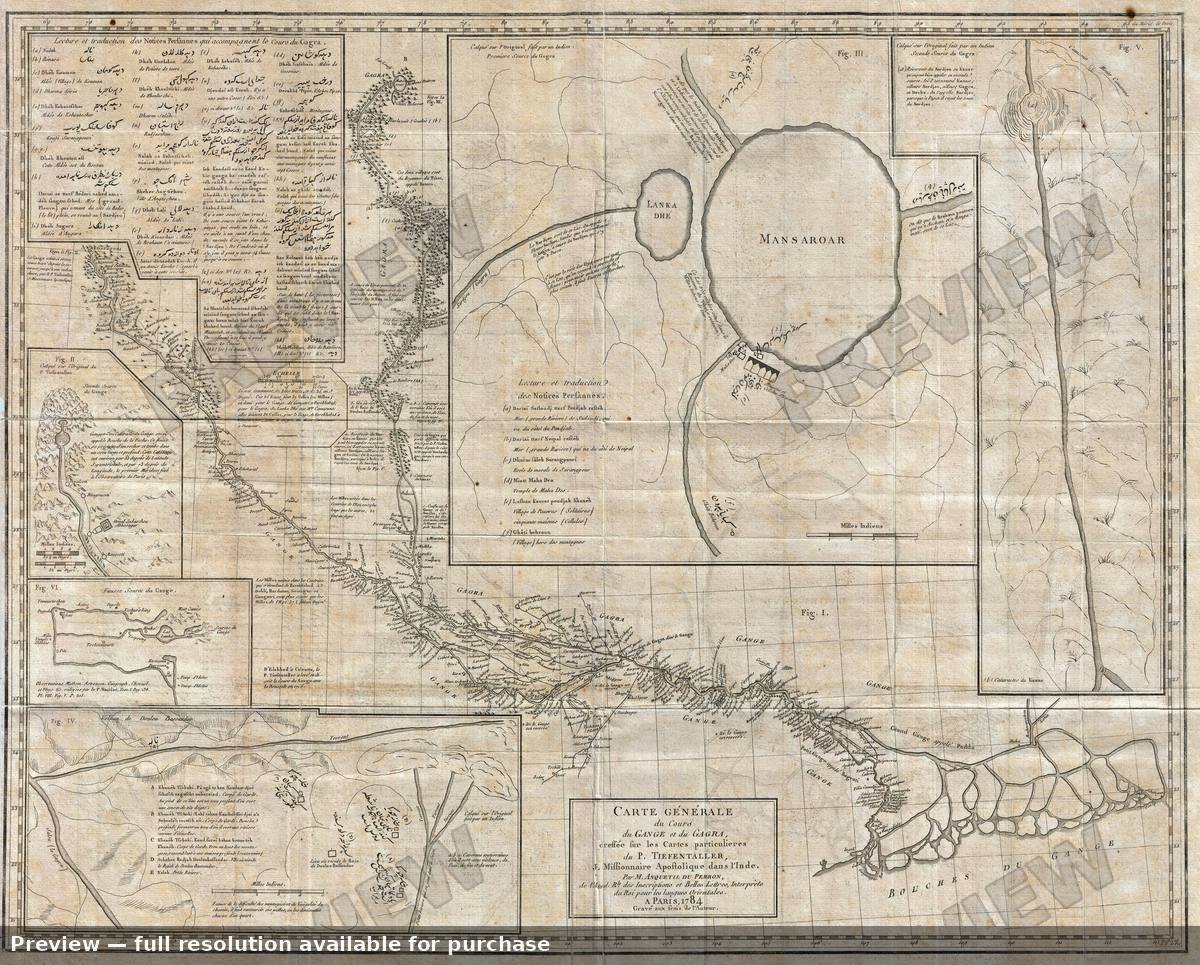 Antique map: Ganges, 1784, 1784