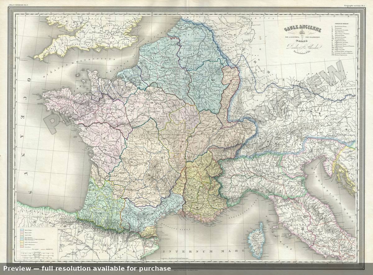 Antique map: Gaule Ancienne, 1860