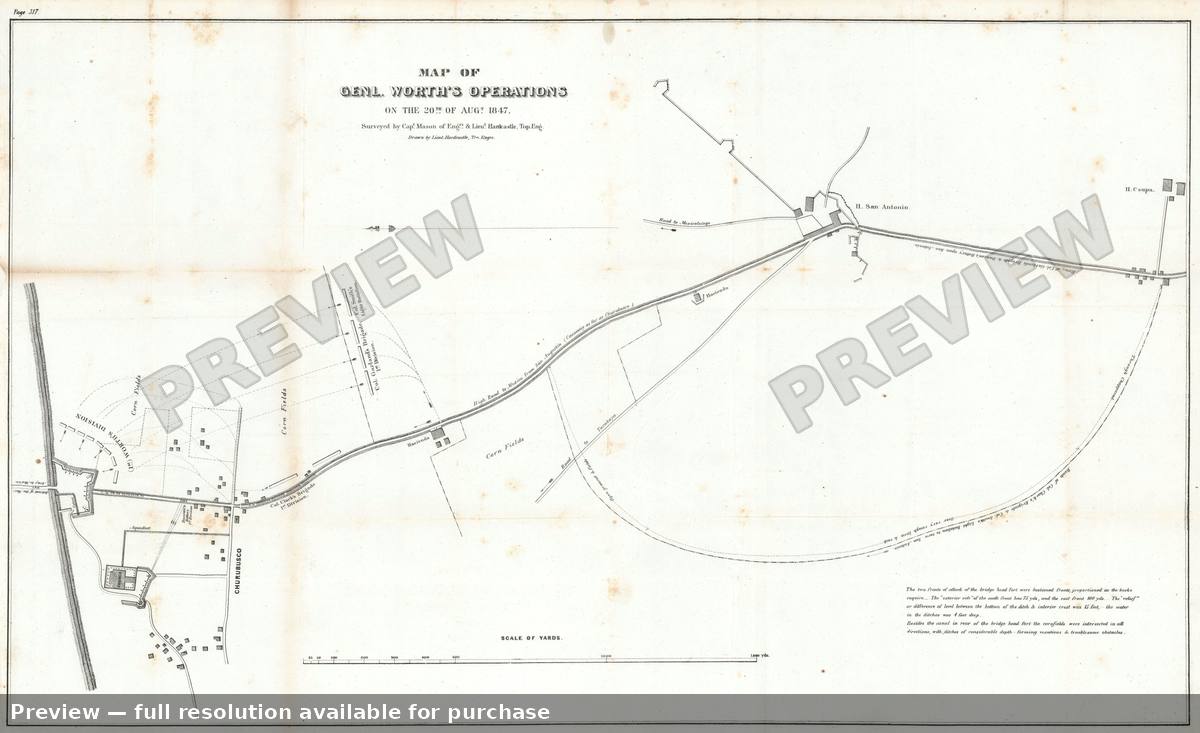 Antique map: Gen Worth Aug 20, 1847, 1847