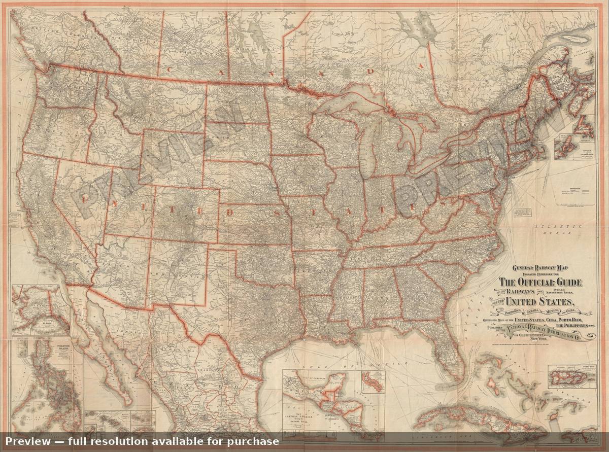Antique map: General Railway, 1918, 1918