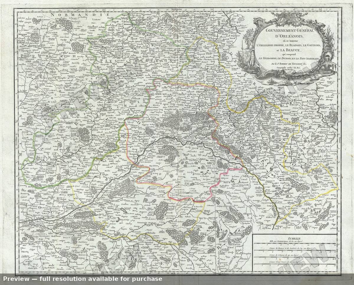 Antique map: Generale D Orleanois, 1757, 1757