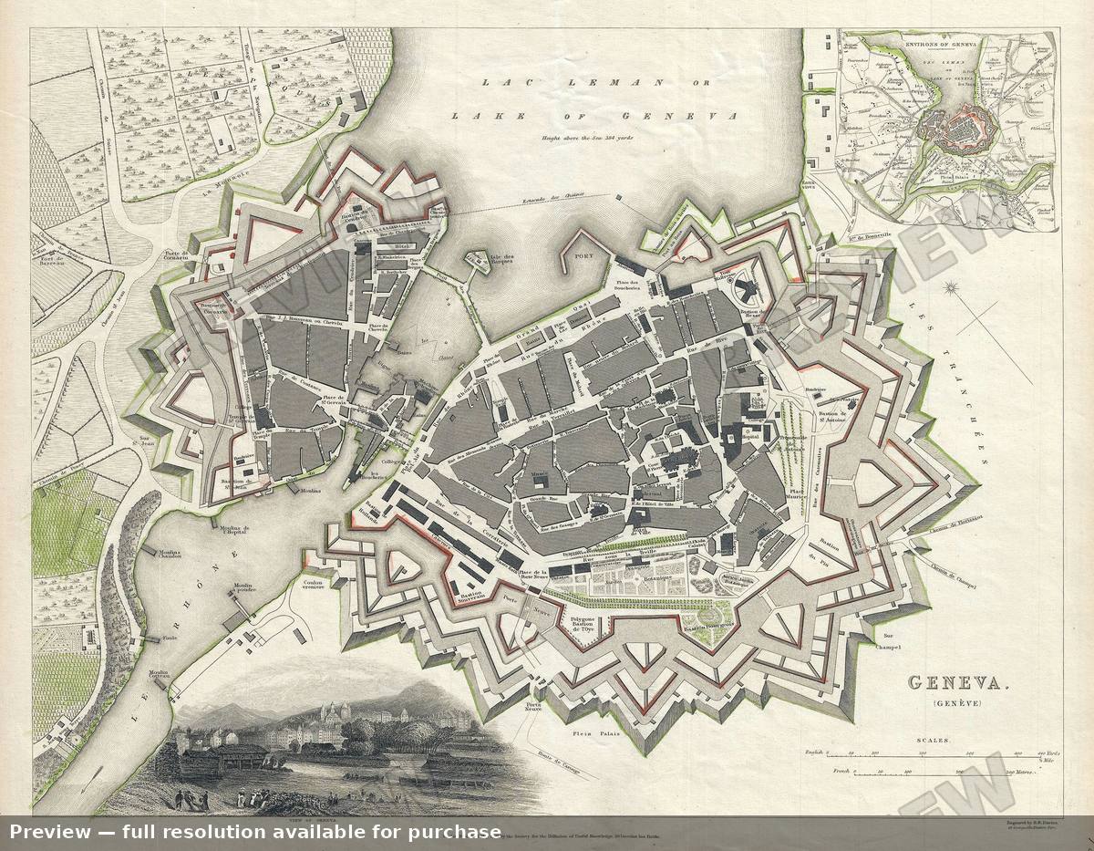 Antique map: Geneva, 1841