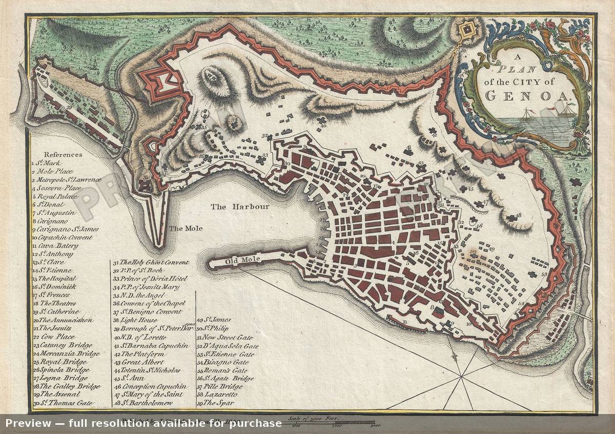 Antique map: Genoa, 1800, 1800