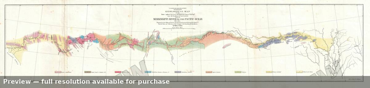 Antique map: Geological, 1854