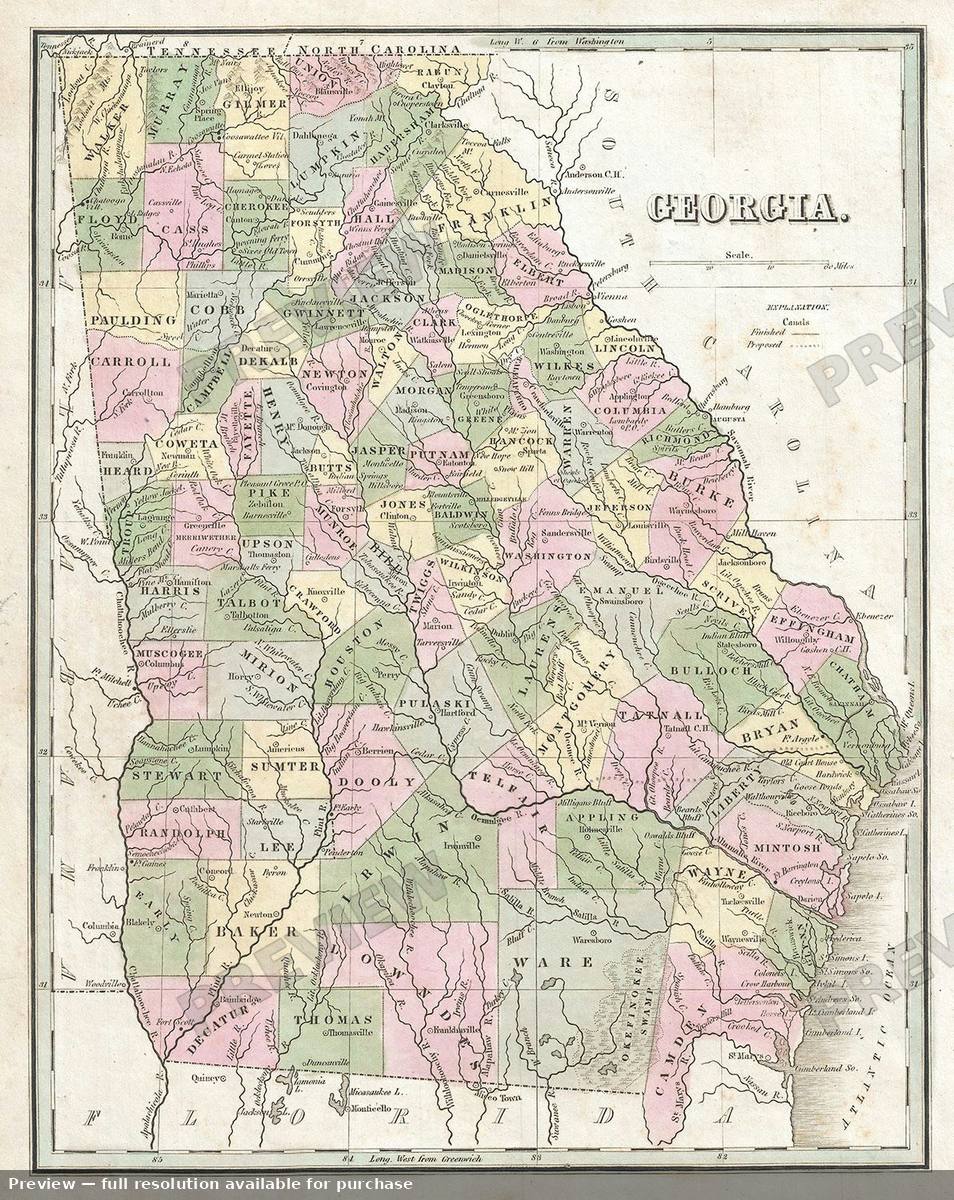 Antique map: Georgia, 1835, 1835
