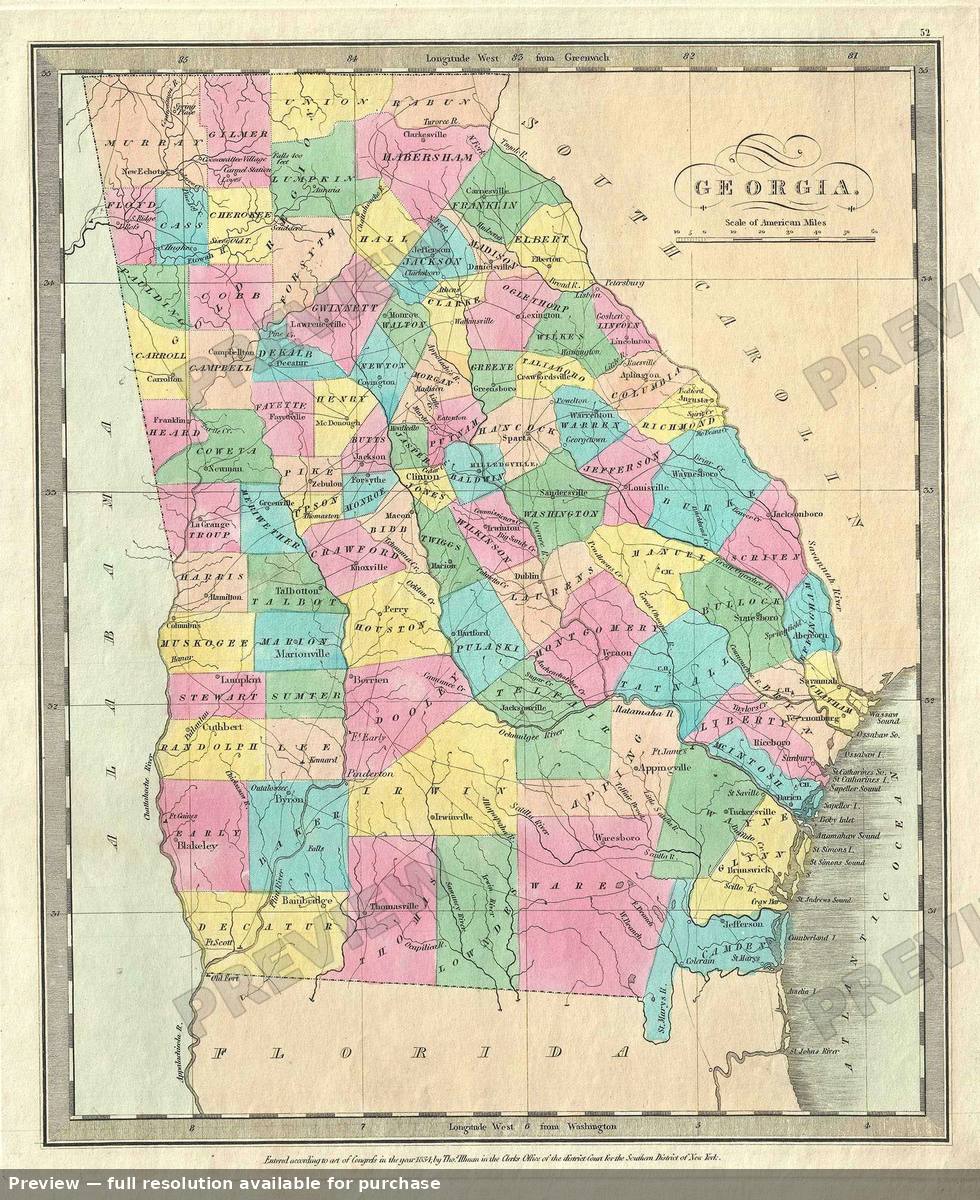 Antique map: Georgia, 1835