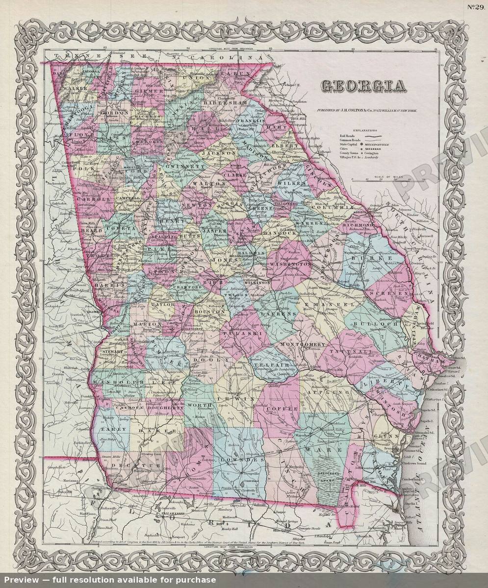Antique map: Georgia, 1856, 1856